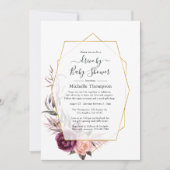 Invitation Lecteur géométrique Plum et Flore Blush par douche (Devant)