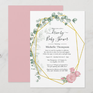 Invitation Lecteur Géométrique Rose Eucalyptus Par Douche