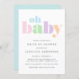 Invitation Lecteur par douche   Oh Baby Pastel Minimal Modern