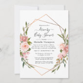 Invitation Lecteur rose or et rose pâle par douche (Devant)