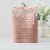 Invitation Lecteurs Argent Rose Sweet 16e Mariage (Debout devant)