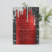 Invitation Lecteurs Argent Rouge Noir Fête des mariées Douce  (Debout devant)