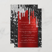 Invitation Lecteurs Argent Rouge Noir Fête des mariées Douce  (Devant / Derrière)