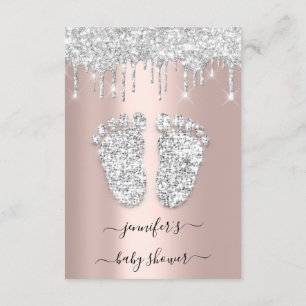 Invitation Lecteurs d'argent Gris Rose Baby Girl Douche pieds