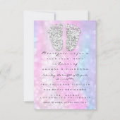 Invitation Lecteurs d'argent rose bleu bébé fille pieds douch (Devant)