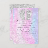 Invitation Lecteurs d'argent rose bleu bébé fille pieds douch (Devant / Derrière)
