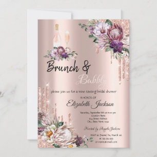 Invitation Lecteurs de fleurs tropicales Rose Gold Brunch & B