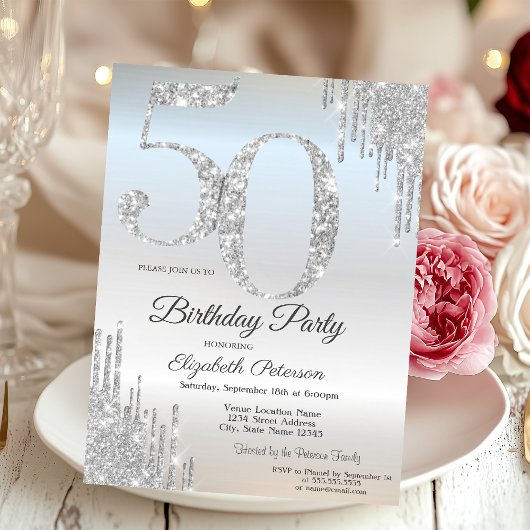 Invitation Lecteurs de Parties scintillant argent de luxe Sil