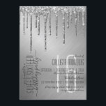 Invitation Lecteurs de Parties scintillant argenté de luxe do<br><div class="desc">Cette invitation à fêter un sweet sixteen élégant et luxueux est parfaite pour l'événement glamour. Il présente des gouttes de parties scintillant argent brillant imbriquées sur le dessus de l'arrière - plan métallique brossé argent. C'est un design moderne, chic et joli avec une ambiance hollywoodienne. ***REMARQUE IMPORTANTE DE CONCEPTION :...</div>