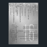 Invitation Lecteurs de Parties scintillant argenté de luxe do<br><div class="desc">Cette invitation à fêter un sweet sixteen élégant et luxueux est parfaite pour l'événement glamour. Il présente des gouttes de parties scintillant argent brillant imbriquées sur le dessus de l'arrière - plan métallique brossé argent. C'est un design moderne, chic et joli avec une ambiance hollywoodienne. ***REMARQUE IMPORTANTE DE CONCEPTION :...</div>