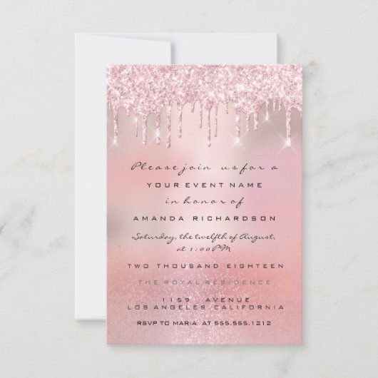 Invitation Lecteurs de Parties scintillant Blush Rose Gold Ba (Devant)