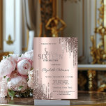 Invitation Lecteurs de Parties scintillant Cool moderne Rose<br><div class="desc">Un Sweet 16 moderne,  chic et glamour avec parties scintillant goutte sur un arrière - plan or rose.</div>