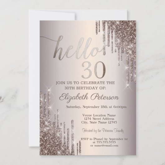 Invitation Lecteurs de Parties scintillant Cool modernes 30e  (Devant)