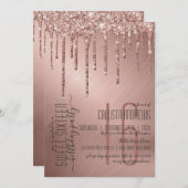 Invitation Lecteurs de Parties scintillant en or Rose brillan (Devant / Derrière)