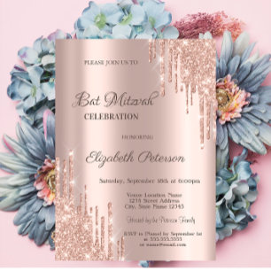 Invitation Lecteurs de Parties scintillant moderne Rose Gold 
