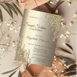 Invitation Lecteurs de Parties scintillant modernes Champagne<br><div class="desc">Un Sweet 16 moderne,  chic et glamour,  avec parties scintillant,  goutte sur un arrière - plan de champagne.</div>