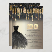 Invitation Lecteurs de Parties scintillant noire Robe noire O (Devant / Derrière)