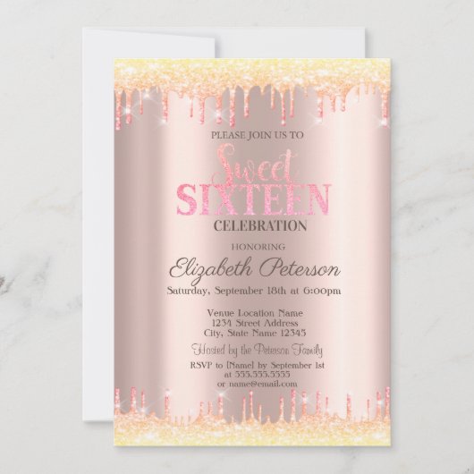 Invitation Lecteurs de Parties scintillant Ombre moderne Rose (Devant)