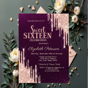 Invitation Lecteurs de Parties scintillant or Rose moderne Bu