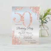 Invitation Lecteurs de Parties scintillant Rose Gold de luxe  (Debout devant)