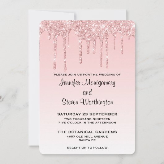 Invitation Lecteurs de Parties scintillant rose Mariage moder (Devant)