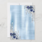 Invitation Lecteurs, Fleurs Bleues Retraite Métallique Bleue (Dos)