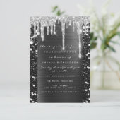 Invitation Lecteurs gris argent Fête des mariées noire doux 1 (Debout devant)