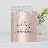 Invitation Lecteurs gris argent noir blanc Rose Mariage or (Debout devant)