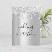 Invitation Lecteurs gris argenté noir blanc Mariage (Debout devant)