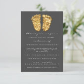 Invitation Lecteurs gris Gris Or Baby shower Royal Pieds Garç (Debout devant)