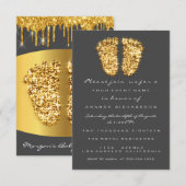Invitation Lecteurs gris Gris Or Baby shower Royal Pieds Garç (Devant / Derrière)