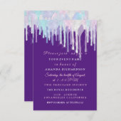 Invitation Lecteurs holographiques Unicorn rose pourpre doux (Devant / Derrière)