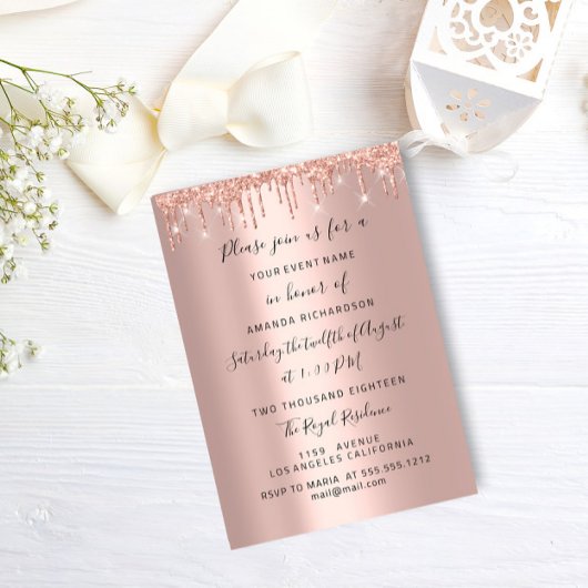 Invitation Lecteurs modernes Rose Gold Bridal Mariage Spark G