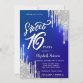 Invitation Lecteurs Parties scintillant en argent simple bleu (Devant)