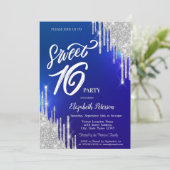 Invitation Lecteurs Parties scintillant en argent simple bleu (Debout devant)