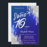 Invitation Lecteurs Parties scintillant en argent simple bleu<br><div class="desc">Une élégante parties scintillant en argent coule sur un arrière - plan bleu.</div>