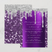 Invitation Lecteurs Royal Purple Fête des mariées Sweet 16e (Devant / Derrière)