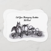 Invitation L'écureuil en Automne, Bon thanksgiving ! (Devant / Derrière)