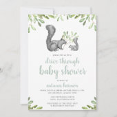 Invitation L'écureuil gris des bois traverse le Baby shower (Devant)