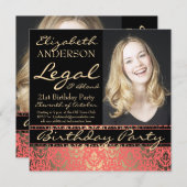 Invitation Légal et blond 21e fête d'anniversaire (Devant / Derrière)