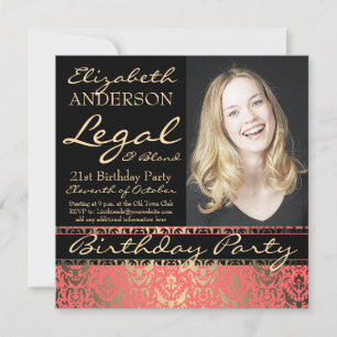 Invitation Légal et blond 21e fête d'anniversaire