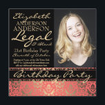 Invitation Légal et blond Elegant et Funny Birthday Party<br><div class="desc">Un effet de pêche et d'or éclatant sur cette drôle d'invitation de fête d'anniversaire pour une fille qui a 21 ans - et est à la fois âge légal et blond!   Ajoutez facilement votre propre photo et vos textes.</div>