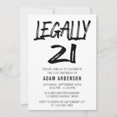 Invitation Légalement 21 Noir et blanc moderne 21e anniversai (Devant)
