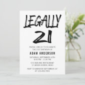 Invitation Légalement 21 Noir et blanc moderne 21e anniversai (Debout devant)