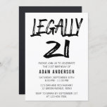 Invitation Légalement 21 Noir et blanc modernes 21e anniversa<br><div class="desc">Simple Invitation De 21E Anniversaire En Noir Et Blanc. Ce design présente le script "21" légal en police de brosse moderne sur un arrière - plan blanc. Pour modifier ce modèle,  cliquez sur customiser plus loin.</div>