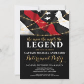 Invitation Légende Mince ligne rouge pompier retraite (Devant)