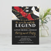 Invitation Légende Mince ligne rouge pompier retraite (Debout devant)