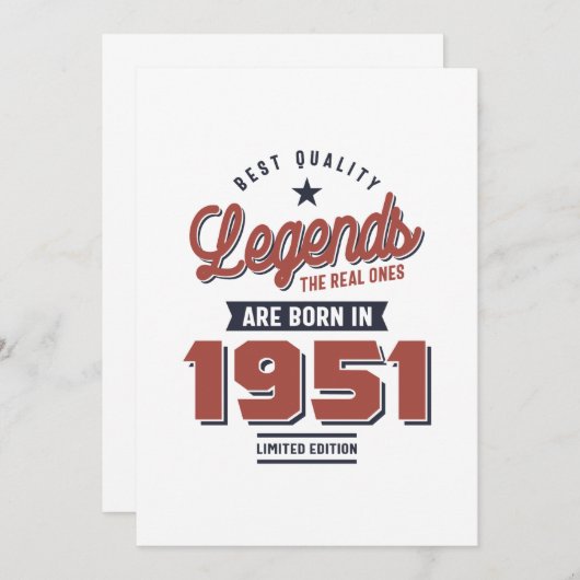 Invitation Légendes De Qualité Les Véritables Sont Nés En 195 (Devant / Derrière)