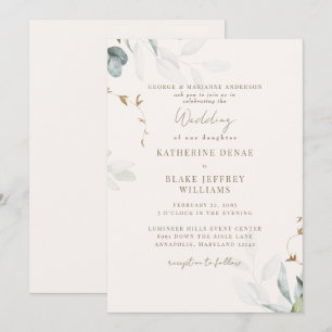 Invitation Légère Mariage Botanique Champagne II