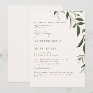 Invitation Légère Mariage Champagne Vert Or Texte Site Web